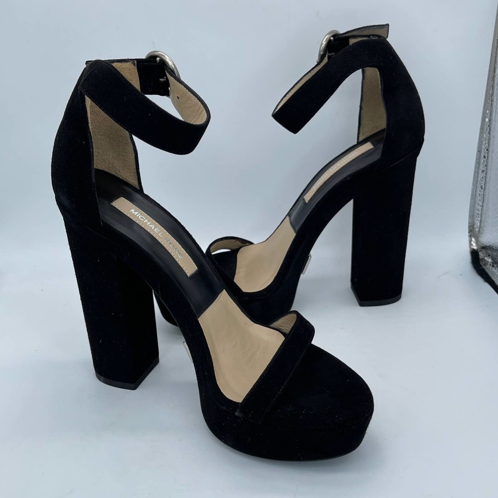 Michael Kors Adelina Runway Womens Size 36.5 EU 6.5 US Black Suede Sandals New